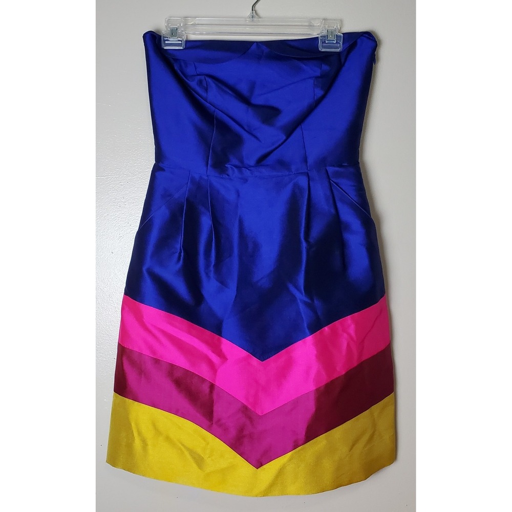 Silk Rainbow‎ Chevron Short Dress Strapless Boho Girly Barbie Coquette Prom